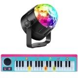Orga Electronica pentru Copii cu 37 taste, Melodii, Difuzor, Luminite, si Proiector Disco LED cu Telecomanda, Senzori de Sunet s