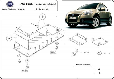 Scut metalic pentru diferential Fiat Sedici 2006-2015 foto