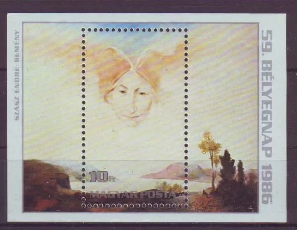 Ungaria 1986 - Ziua marcii postale, arta, colita neuzata
