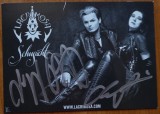 Autografe pe fotografie ale trupei elvetiene de gothic metal, Lacrimosa, cu plicul in care a fost expediata
