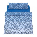 Lenjerie dubla 100% bumbac 4 piese, Blu