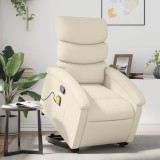 VidaXL Fotoliu rabatabil cu ridicare, crem, piele ecologică 3204048
