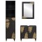 Set dulap baie 3 buc. Negru Lemn de mango solid - 6