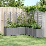 VidaXL Jardinieră de grădină cu spalier gri deschis 160x160x140 cm PP