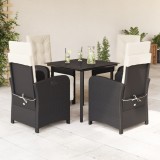 VidaXL Set mobilier de grădină cu perne, 5 piese, negru, poliratan