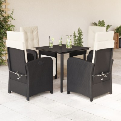 vidaXL Set mobilier de grădină cu perne, 5 piese, negru, poliratan foto