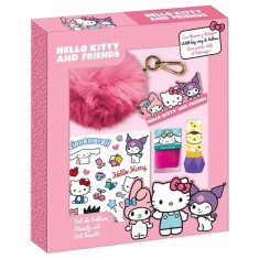 Set cosmetic machiaj si accesorii Hello Kitty &amp; friends cu breloc pompom 4058