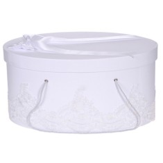 Cutie trusou botez dantela alba, eleganta si o fundita asortata, Denikos&reg; 818