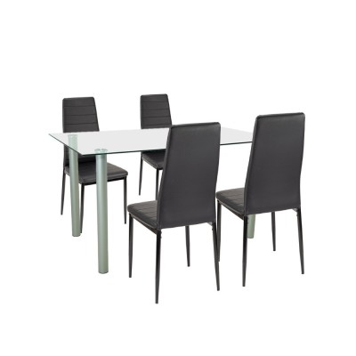 Set de masă Verna 4+1 negru-negru foto