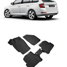 Set covorase auto din cauciuc tip tavita SKODA Fabia III 3d (2014-2021)