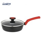 Tigaie Heinner Redmoon Aluminiu Forjat, 24cm, Cu Capac Sticla Termorezistenta, Baza Inductie, Invelis Non-Stick