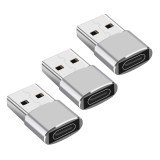 Cumpara ieftin Set 3x Adaptor mini USB tip C la USB, viteza rapida de transfer - Argintiu, Dactylion
