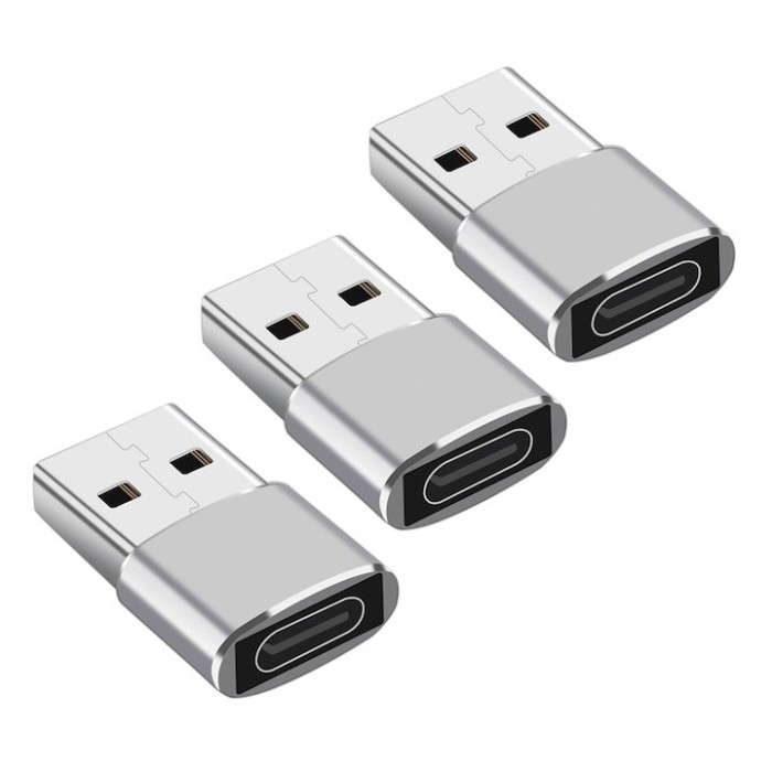 Set 3x Adaptor mini USB tip C la USB, viteza rapida de transfer - Argintiu