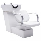 Cumpara ieftin Scaun salon șamponare cu lavoar alb, 137x59x82 cm, piele eco