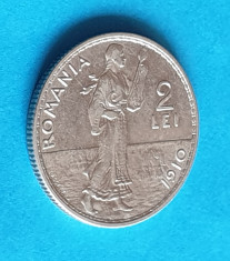 Moneda din argint 2 Lei 1910 - Regele Carol foto