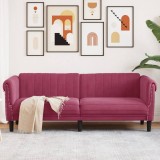 Canapea 3 locuri Gossi, catifea roșu vin, 203x77x74 cm, confortabilă, design modern