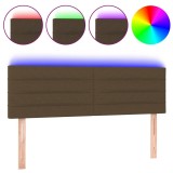 Cumpara ieftin Tablie de pat cu LED, maro inchis, 144x5x78/88 cm, textil