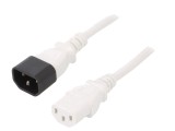 Cablu IEC C13 mamă - IEC C14 tată 3m alb 10A 250V