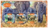 Gabon 2020: Fauna, Elefanti - Set Complet Colita + Bloc, Timbre Straine