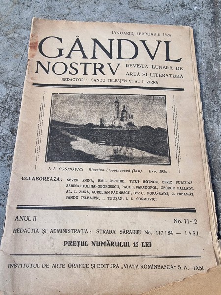 Gandul Nostru Revista Lunara de Arta si Literatura 1924 Anul II Nr. 11-12