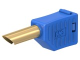 Mufă banană 4mm aurită, 19A, albastră, neizolată