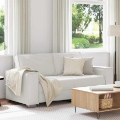 vidaXL Canapea Loveseat 140 cm cu pernă Alb Piele artificială