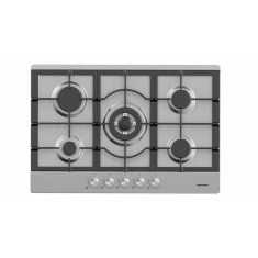 Plita incorporabila Heinner HBH-M705IWFIX, Gaz, 5 arzatoare, Gratar fonta, Wok, Aprindere electrica, Dispozitiv de siguranta,75 cm, Inox