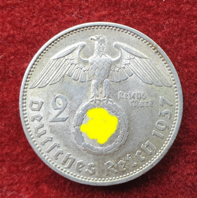 Moneda din Argint 2 Reichs Mark 1937 - Paul von Hindenburg foto