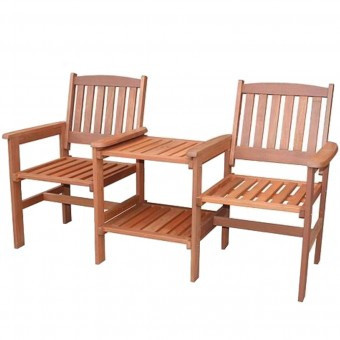 Set masa cu scaune pentru balcon, Strend Pro Kolding, lemn de meranti, maro foto