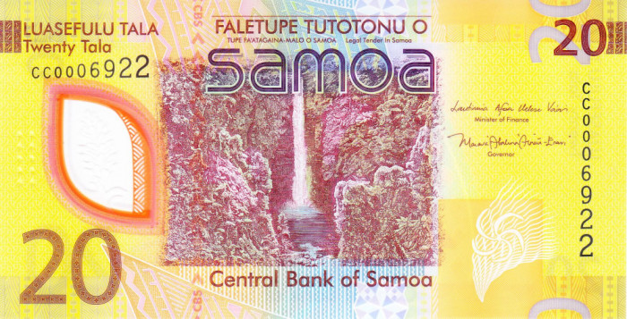 Bancnota Samoa 20 Tala (2023) - PNew UNC ( polimer; numar mic )