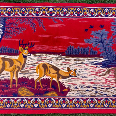 Cerb si ciuta la adapat - carpeta persana originala vintage 190 x 95 cm