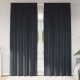 Perdele Catifea Gri Inchis 140x225 cm vidaXL (2 buc) - Draperii Blackout, Design Elegant, Montare Usoara