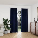 Gossi draperii opace 2 buc. albastru inchis 140x175cm catifea carlige