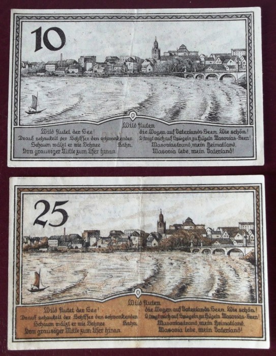 Germania lot 2 notgeld 10 + 25 pfennig 1920 LYCK **