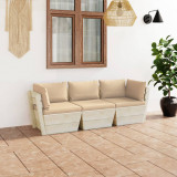 Canapea gradina din paleti, 3 locuri, cu perne, lemn de molid GartenMobel Dekor, vidaXL