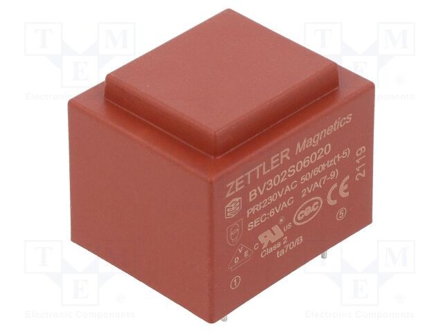 Transformator &icirc;ncapsulat 2VA 230VAC 6V 333mA PCB ZETTLER