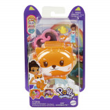 Mini gentuta in forma de animalut cu accesorii, Polly Pocket, Fox, HRD39