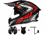 Cumpara ieftin Cască Moto Full Face Adventure Flytec Stealth X - Vizieră Etanșă, Ochelari Soare, DOT, 1250g