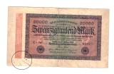 Bancnota Germania 20000 mark/marci 20 februarie 1923, stare buna, mici rupturi