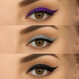 Eyeliner autocolant cu sclipici, 4 perechi, Negru, Argintiu, Mov, CMCLASS