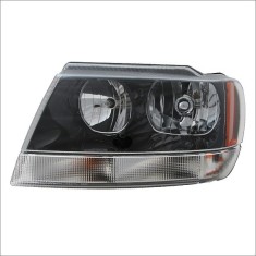 Far Jeep Grand Cherokee 2002-2003 BestAutoVest partea Stanga , tip bec HB3A+HB4A, semnalizator alb, rama culoare neagra, varianta far SUA, fara supor
