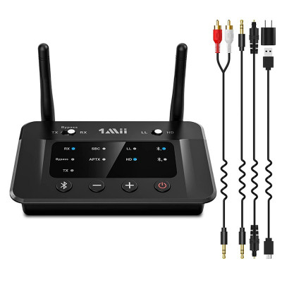 Transmitator/receptor audio Bluetooth 5.0, antena duala, Dual Stream, Bypass 3 in 1, AUX 3.5/RCA/Optic foto