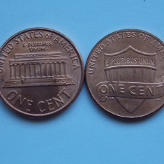 Lot 2 monede diferite ONE CENT USA-1987,2012