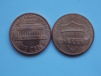 Lot 2 monede diferite ONE CENT USA-1987,2012 foto
