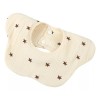 Baveta Tip Floare, Cyrax, din Bumbac, pentru Copii 0-12 Luni, Rezistenta la apa, cu Capse, Model cu Stelute, 26 x 29 cm, Crem
