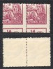 ROMANIA 1955 Uzuale oameni ai muncii timbru 1.35 Lei eroare pereche MNH cu depasare spectaculoasă de dantelură, Istorie, Nestampilat