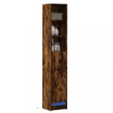 VidaXL Dulap cu LED, stejar fumuriu, 36x32,5x200 cm, lemn prelucrat