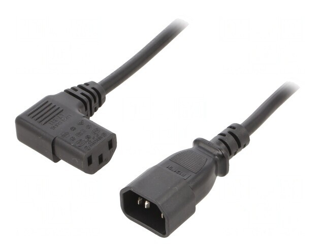 Cablu de Alimentare 1m cu Conectori IEC C13 și C14 Negru