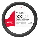 Husa volan auto din piele naturala matlasata XXL 44-46 cm, montaj rapid, forma ergonomica, SWC-51-XXL, AMiO 03564, pentru volane cu airbag