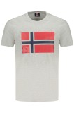 Norway Tricou barbati, cu logo, din bumbac, Regular fit, Gri deschis (Marime: M)